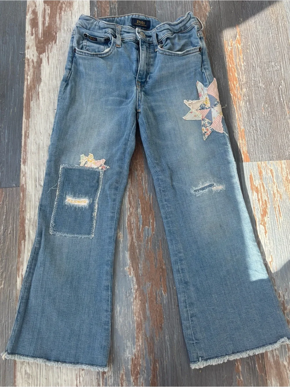 Polo by Ralph Lauren Girls Patchwork Flare Jeans Size 8